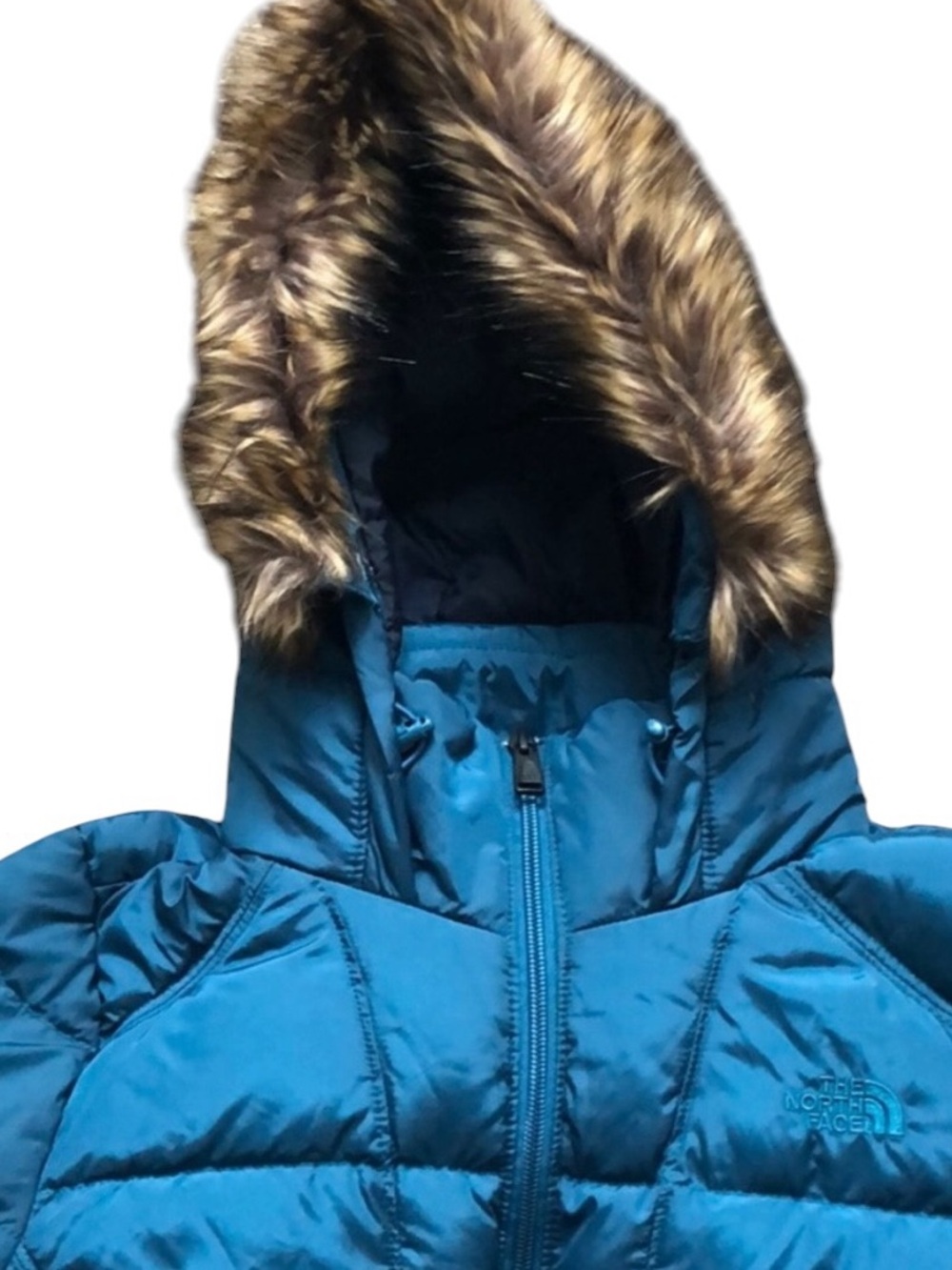 The North Face Gotham Down Jacket Teal Blue Women Small Removable Hood - Picture 5 of 7